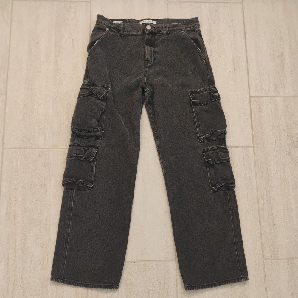 PacSun Baggy Cargo Jeans Mens 30x30 Washed Black Gray Wide Leg Y2K Skater Grunge